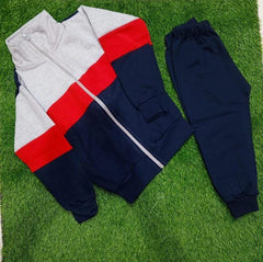 2 Pcs Boy's Cotton Jersey Plain Zipper Tracksuit - New Six Shop