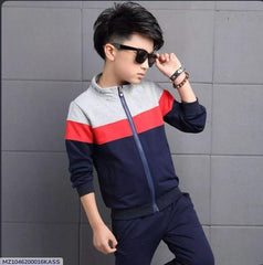 2 Pcs Boy's Cotton Jersey Plain Zipper Tracksuit - New Six Shop