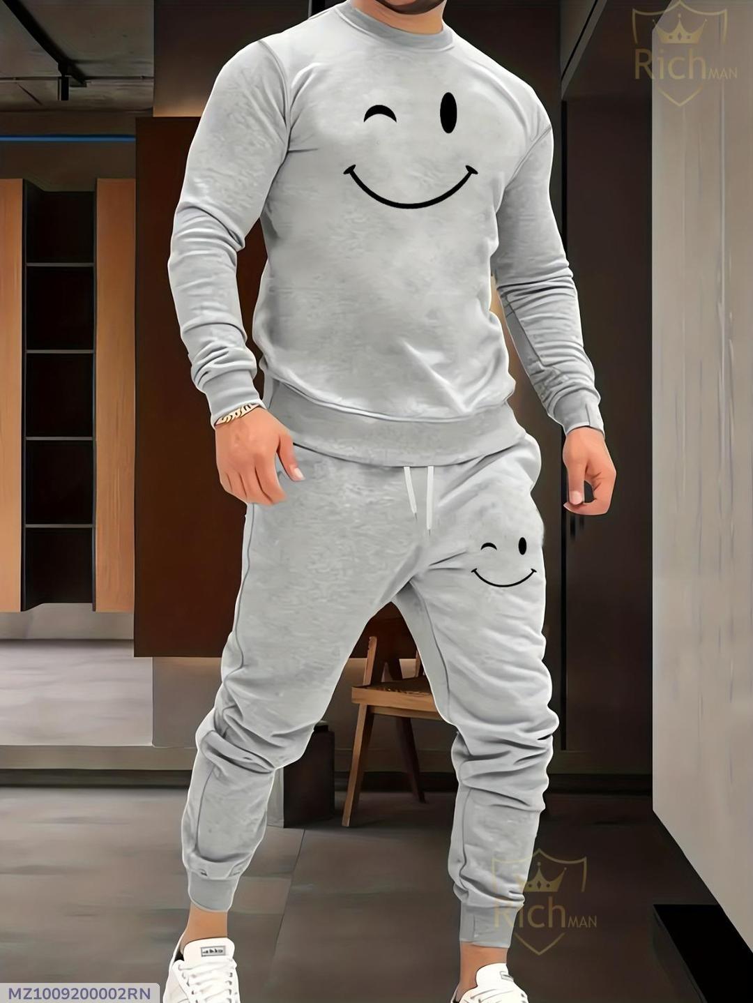 2 Pcs Men's Fleece Graphic Sweatshirt Track Suit - New Six Shop