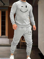 2 Pcs Men's Fleece Graphic Sweatshirt Track Suit - New Six Shop