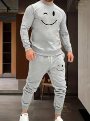 2 Pcs Men's Fleece Graphic Sweatshirt Track Suit - New Six Shop