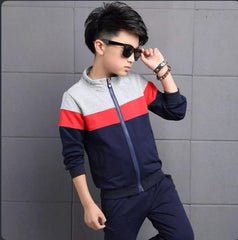 2 Pcs Boy's Cotton Jersey Plain Zipper Tracksuit - New Six Shop