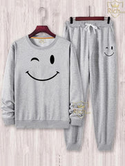 2 Pcs Men's Fleece Graphic Sweatshirt Track Suit - New Six Shop