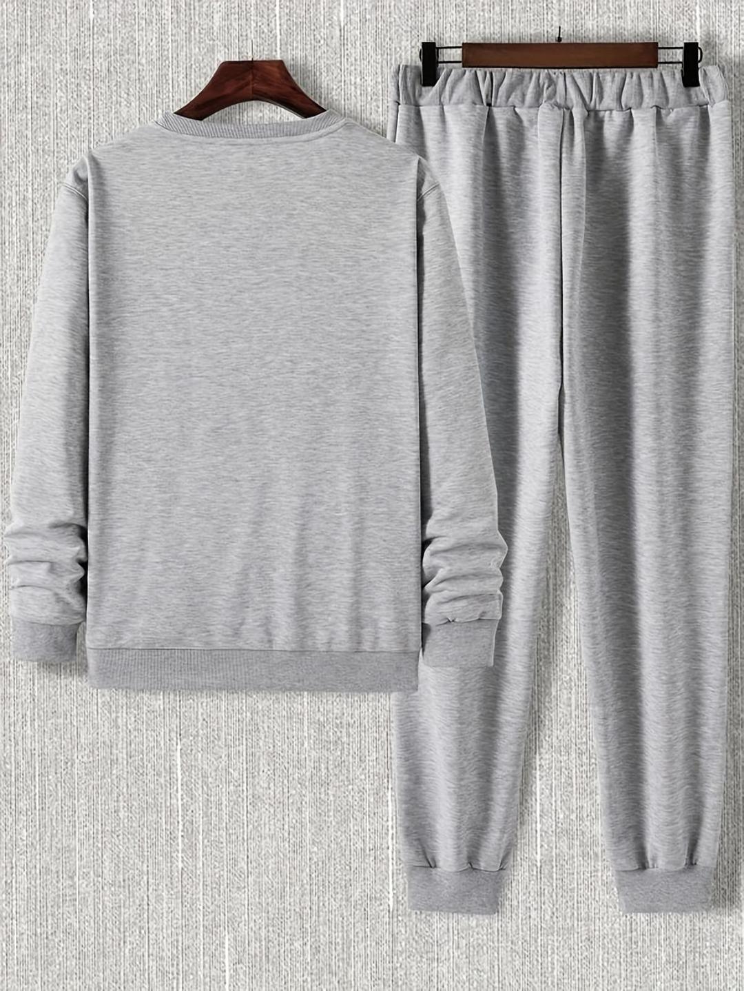 2 Pcs Men's Fleece Graphic Sweatshirt Track Suit
