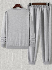 2 Pcs Men's Fleece Graphic Sweatshirt Track Suit
